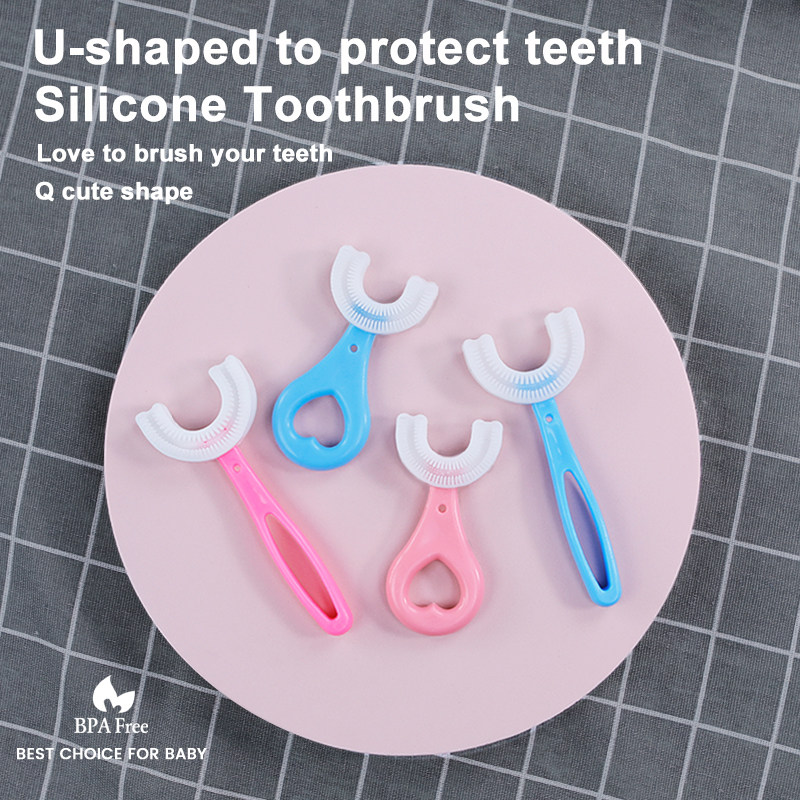 Factory Director Food Grade Silicone Baby U Shape Toothbrush Kids Practical Educational Oral Care Manual Tooth Cleaner